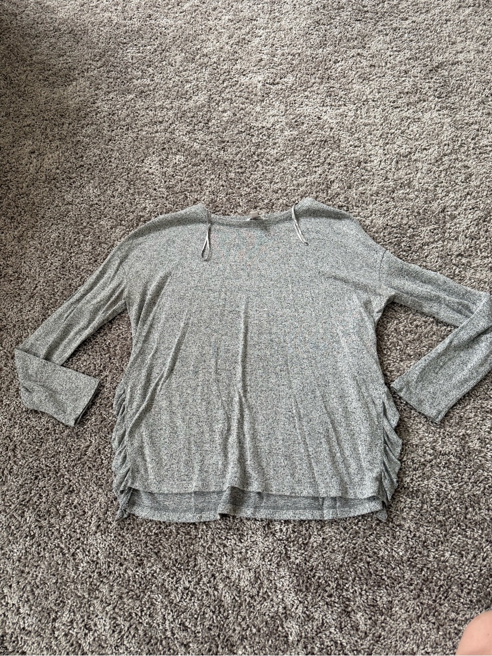 Gray Women's Long Sleeve Ruched Hem Top